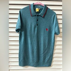 Burberry Teal Polo Shirt with Red Accents